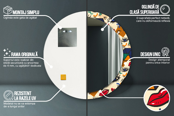 Rund spegel elegant Popkonst stil