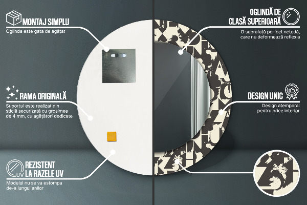 Rund spegel elegant Abstrakt typografi