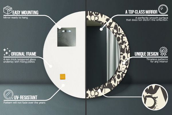 Rund spegel elegant Abstrakt typografi