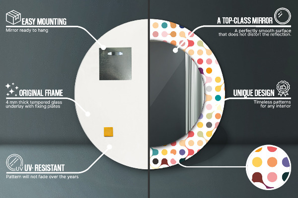 Rund spegel elegant Sömlös flerfärgad