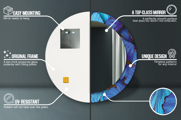 Rund spegel elegant Blå och grön fjäril