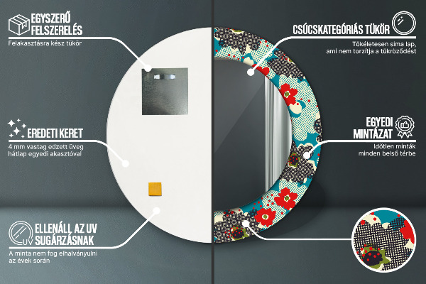 Rund spegel elegant Retro blommönster