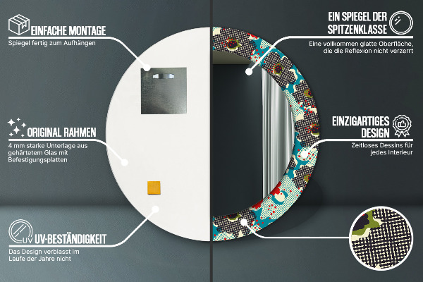 Rund spegel elegant Retro blommönster