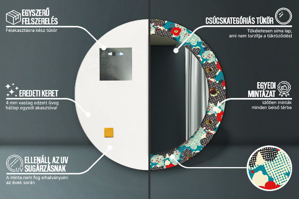 Rund spegel elegant Retro blommönster