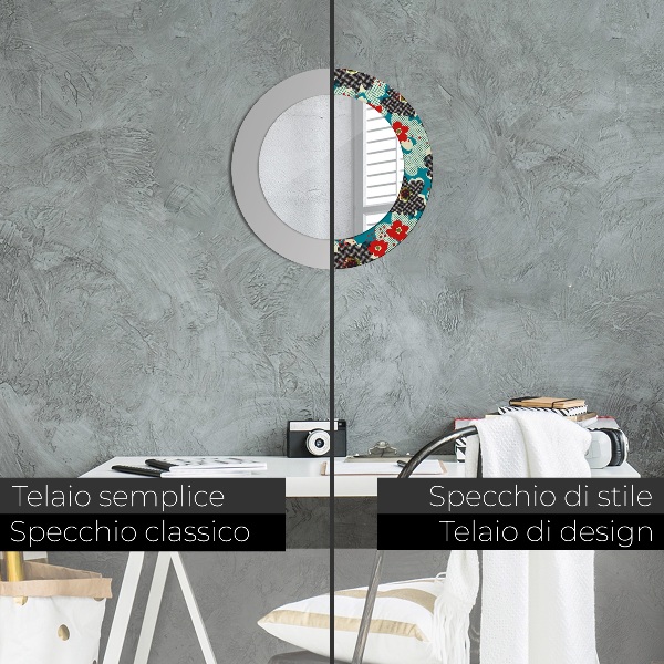 Rund spegel elegant Retro blommönster