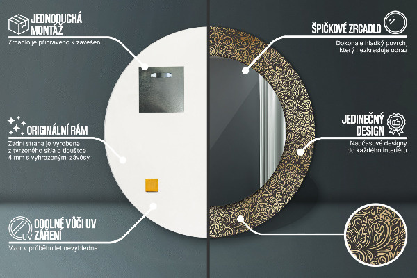 Rund spegel elegant Guld ornament