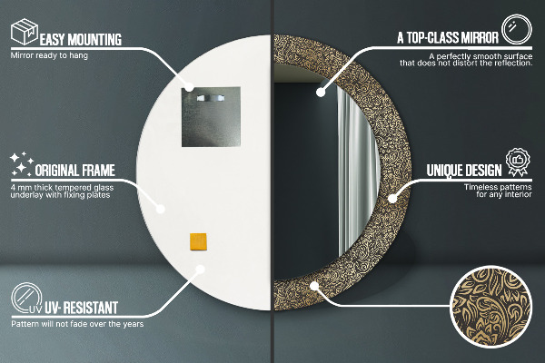 Rund spegel elegant Guld ornament