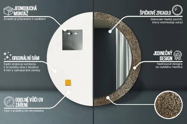 Rund spegel elegant Guld ornament