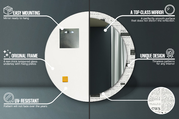 Rund spegel elegant Mönster från tidningar