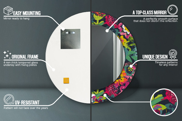 Rund spegel elegant Handmålade blommor