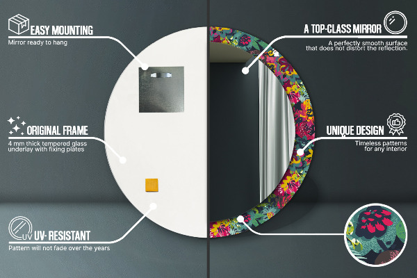 Rund spegel elegant Handmålade blommor