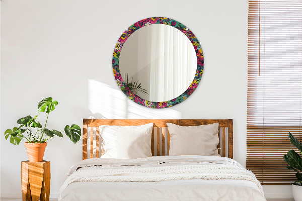 Rund spegel elegant Handmålade blommor