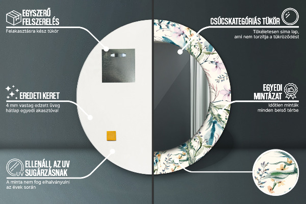 Rund spegel elegant Akvarell blommor