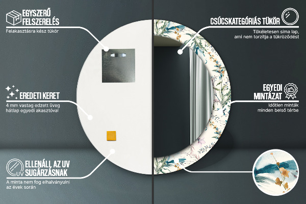 Rund spegel elegant Akvarell blommor