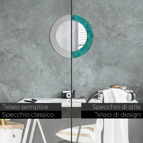 Rund spegel elegant Grön och guld sammansättning