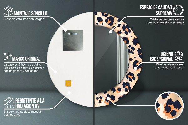 Rund spegel elegant Vilda mönster