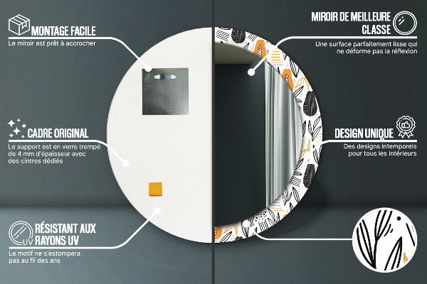 Rund spegel elegant Papaya mönster