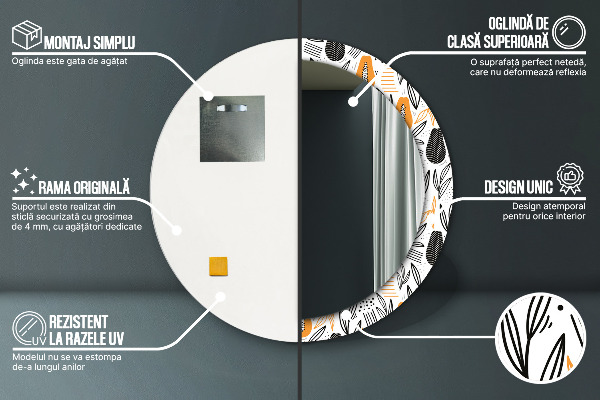 Rund spegel elegant Papaya mönster