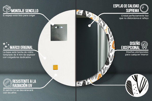 Rund spegel elegant Papaya mönster