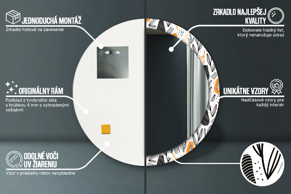 Rund spegel elegant Papaya mönster