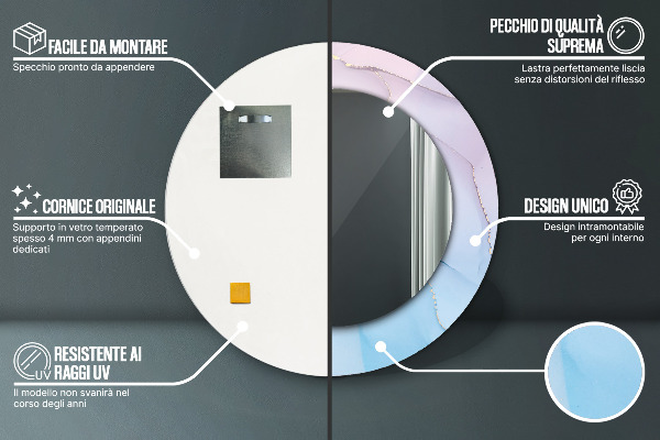 Rund spegel elegant Modern marmor textur