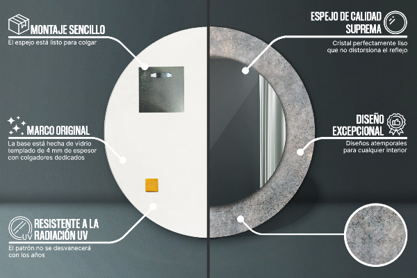 Rund spegel elegant Vintage betong