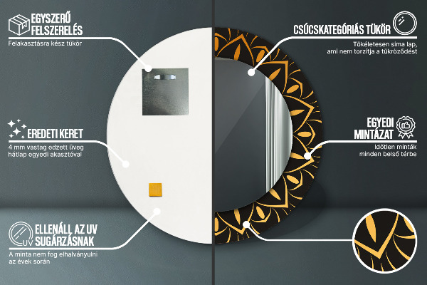 Rund spegel elegant Gyllene mandala