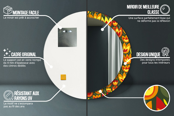 Rund spegel elegant Retro tulpaner