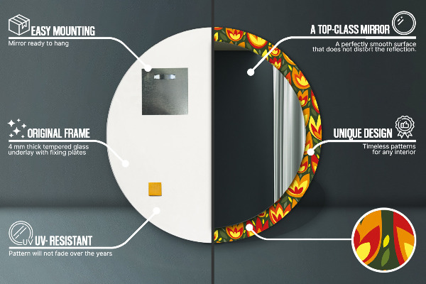 Rund spegel elegant Retro tulpaner