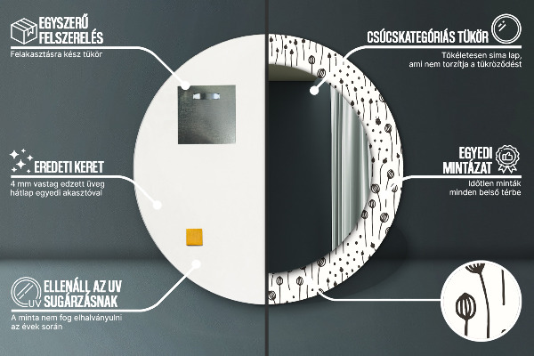 Rund spegel elegant Blomma teckning