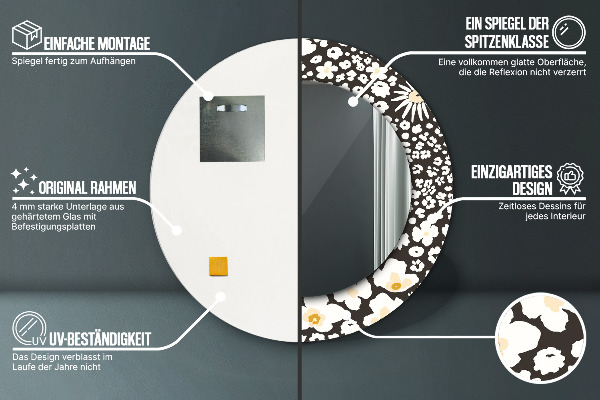 Rund spegel elegant Elfenben tusensköna