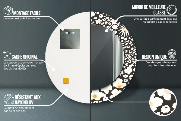 Rund spegel elegant Elfenben tusensköna