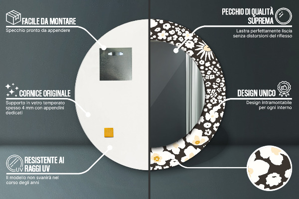 Rund spegel elegant Elfenben tusensköna