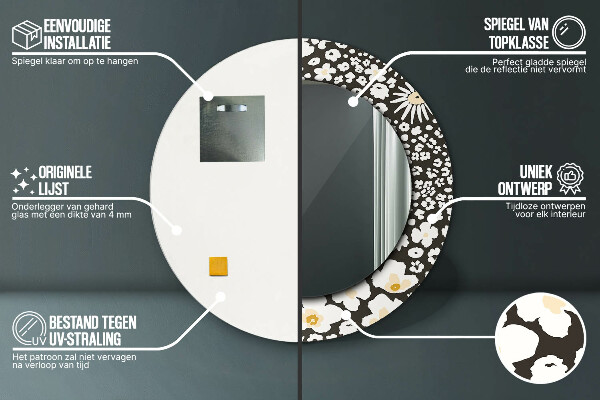 Rund spegel elegant Elfenben tusensköna