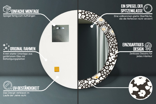 Rund spegel elegant Elfenben tusensköna