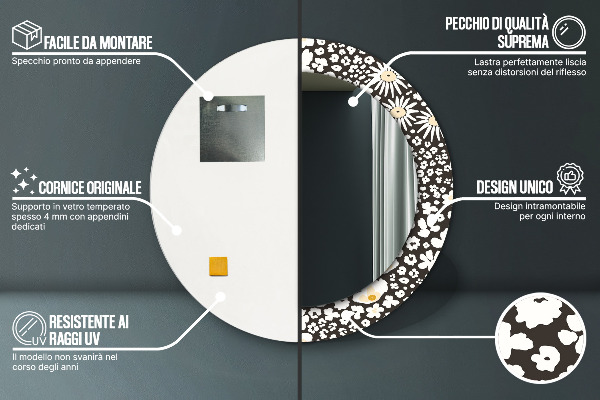 Rund spegel elegant Elfenben tusensköna