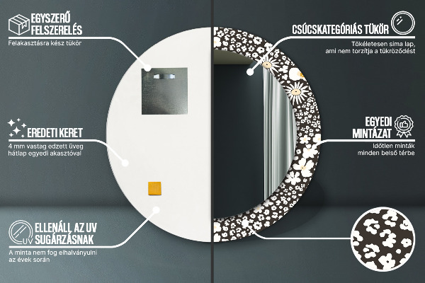 Rund spegel elegant Elfenben tusensköna