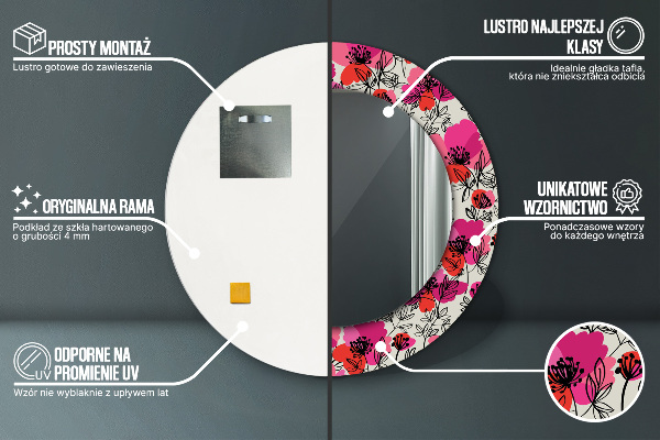 Rund spegel elegant Rosa vallmo