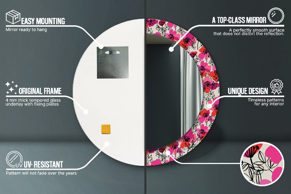 Rund spegel elegant Rosa vallmo