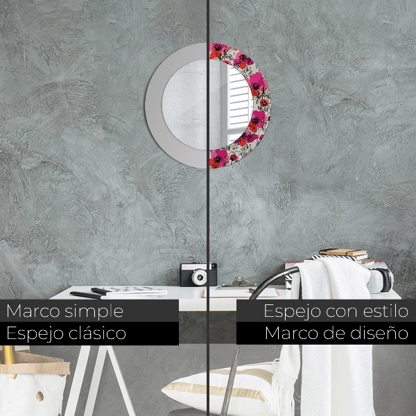 Rund spegel elegant Rosa vallmo