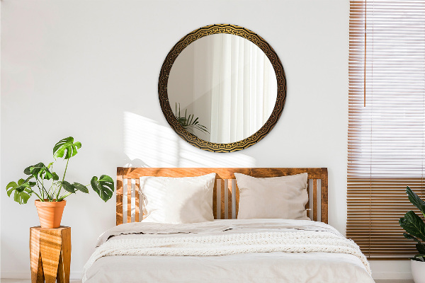 Rund spegel med tryck Grekisk prydnad