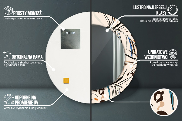 Rund spegel med tryck Djungelmönster blommor