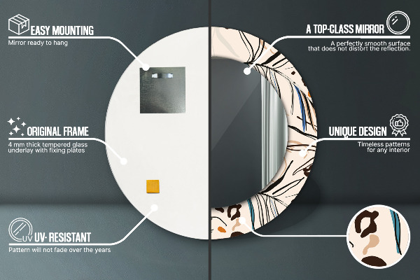 Rund spegel med tryck Djungelmönster blommor