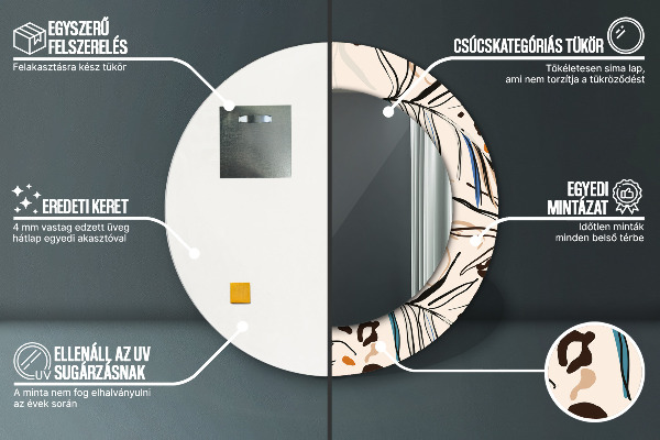 Rund spegel med tryck Djungelmönster blommor