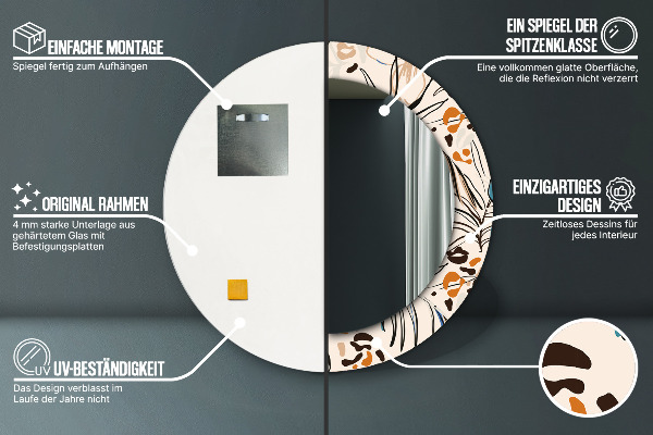 Rund spegel med tryck Djungelmönster blommor