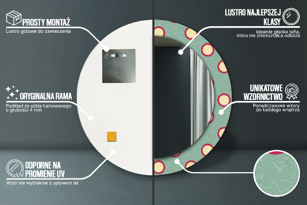 Rund spegel med tryck Cirklar prickar