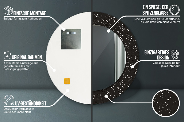 Rund spegel med tryck Kaotiska prickar