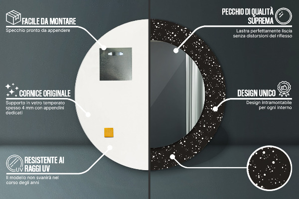 Rund spegel med tryck Kaotiska prickar