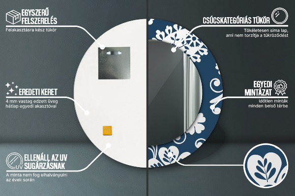 Rund spegel med tryck Paisley komposition