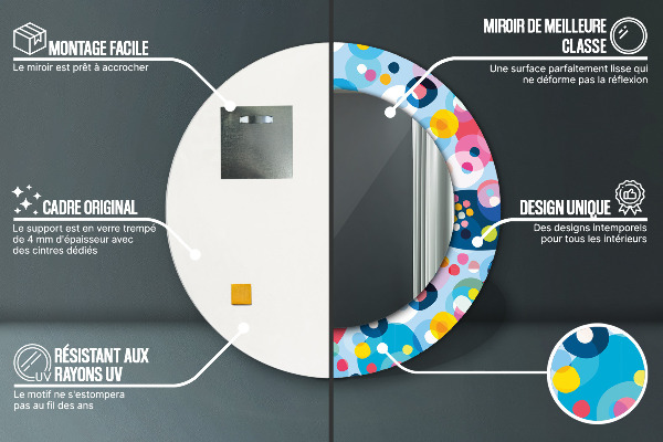 Rund spegel med tryck Färgglada taggar
